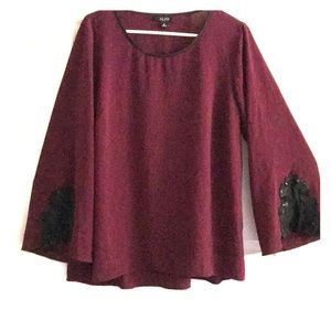 ALYX burgundy color top. Long fancy bell sleeves